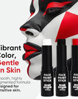 Blue Squid PRO Red, White and Black Face Paint Stick - Waterproof Body Paint Adults & Kids Eye Black Baseball, Eyeblack Softball -Hypoallergenic Twist-Up Non-Toxic Makeup Stick - Cosplay, Sports & SFX