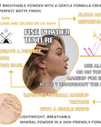 Mineral Sunscreen Setting Powder Makeup,Translucent Powder SPF 50 Finish,Lightweight,Breathable,All Skin
