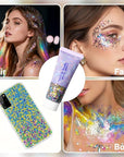 DAGEDA Carnival Body Glitter Gel, Holographic Face Glitter Rave Party Accessories, Chunky Glitters for Hair Eyes Nails, Cosmetic Laser Powder Festival Sequins Paint Makeup