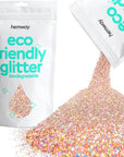 Hemway Eco Friendly Biodegradable Glitter 100g / 3.5oz Bio Cosmetic Safe Sparkle Vegan for Face, Eyeshadow, Body, Hair, Nail and Festival Makeup - Fine (1/64" 0.015" 0.4mm) - Rose Gold Holographic