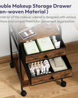 SWTYMIKI Rolling Makeup Organizer Cart - Floor Skincare Storage with Non-woven Drawers, Vanity Organizer Cosmetic Display Cases with Wheels, Cabinet for Skin Care Perfume Nail Polish Brush Hair Tool