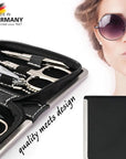 3 Swords Germany - brand quality 6 piece manicure pedicure kit set for professional finger & toe nail care with synthetic leather case - Made in Germany - black