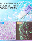DAGEDA Body Glitter Gel, Holographic Face Glitters Body Gel Shimmer Liquid Eyeshadow, Color Changing Glitter for Face Hair Nails, Glitter Under Light Festival Glitter Makeup 1.7oz (Neno Pink)