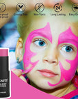 CCbeauty Hot Pink Face Paint Stick, Face Painting Kit, Full Coverage SFX Makeup Foundation, Professional Non-Toxic Body Paint for Halloween Costume Cosplay Party, For Barbie, Panther, Catrina Makeup