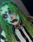 MEICOLY Disgust Specter Makeup Kit,White Face Paint,Green Hair Dye,Setting Powder,Green Tooth Paint,Complete Halloween Zombie Makeup Kit,SFX Character Set for Performance Stage Special Effect Costume