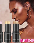 3 Pcs Highlight Cream Contour Sticks Set,Shimmer Stick Women(01#,02#,03#)