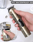 Hatteker Professional Hair Clipper Electric Razor Foil Shavers for Men Body Nose Ear Hair Grooming Kit with Triple Blades Cordless Waterproof