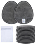 SINLAND Reusable Makeup Remover Pads For Face,Eye,Lips Microfiber Gentle Facial Cleansing Cloths for All Skin Types Friendly for Makeup Remover With Laundry Bag 5.1inchx3.93inch Grey Pack of 12