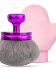 Self Tanner Brushes- Extra Large Body Kabuki Brush & Tanning Mitt, 2 Pcs, Big Body Makeup Brush for Legs, Face, Soft Self Tanning Glove Applicator for Fake Tan, Foundation, Lotion, Makeup (Purple)
