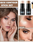 Bronzer Stick Highlighter Stick Cream Contour Stick Makeup,2PCS Beginner-Light Medium
