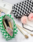 Pazimiik checkered makeup bag for