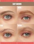 Maybelline Build-A-Brow 2-in-1 Brow Pen and Sealing Eyebrow Gel, Eyebrow Makeup for Real-Looking, Fuller Brows, Soft Brown, 1 Count