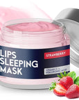 Lip Mask Overnight with Hyaluronic Acid & Collagen, Lip Sleeping Mask for Dry Cracked Lips, Moisturizing, Hydrating, Exfoliating Night Treatment for Lip Care (Peach) (0.7, Strawberry)