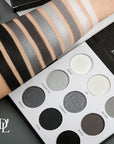 Afflano DL Gray Eyeshadow Palette Grey Black White Silver, Blendable Smokey Eye Eyeshadow for SFX Skull Goth Look Halloween Makeup Palette, Long Lasting Dark Eye Shadow Pallet - Panda