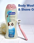Softsoap Moisturizing Body Wash and Shave Gel, Rich Coconut Scent, 20 fl oz Bottle (Pack of 4)