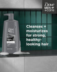 DOVE MEN + CARE Shampoo Charcoal + Clay 3 Count For Healthy-Looking Hair Naturally Derived Plant Based Cleansers 25.4 oz
