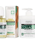 Advanced Clinicals Unscented Collagen Cream Face Moisturizer & Body Lotion + Collagen Body Oil Skincare 2pc Set For Women & Men Helps Reduce Appearance Of Crepey Skin, Wrinkles, & Dry Skin, 2PC Set