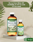De La Cruz Pure Olive Oil - Natural Expeller Pressed Olive Oil for Hair and Skin - Lightweight Body Oil for Dry Skin 8 Fl Oz
