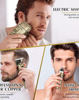 Electric Shaver Razor,T-Blade Beard Trimmer Nose Hair Trimmer Shaver Set,Cordless RechargeableBarber Clippers,Professional Hair Clippers Kit with LCD for Men