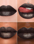 MAKI YIKA Metallic Lipstick for Women Black Lipsticks Long Lasting Glitter Lipstick No Smudge No Transfer Full-Coverage Liquid Lip Gloss (BR14 Midnight)