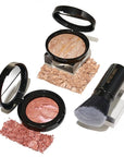 LAURA GELLER NEW YORK Blush-n-Glow Kit (3 PC): Baked Balance-N-Glow Illuminating Powder Foundation, Fair + Retractable Kabuki Brush + Baked Blush-N-Brighten, Pink Grapefruit