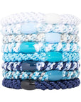 L. Erickson Grab & Go Pony - Coastal - 8 Pack Ponytail Holder Hair Ties - Blue Mix