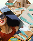 SALONSILK Mint Green 4PCS Professional Comb Set, Wide Tooth Rat Tail Fine Tooth Hair Combs, Braiding Cutting Barber Styling Curly Parting Set for Men and Women