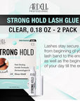 Ardell Strong Hold Lash Glue, Clear - Professional Waterproof Lash Adhesive for Strip Lashes with Precision Brush, Fast-Drying 24-Hour Lift-Proof Formula, 2-Pack