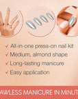 Ardell Nail Addict Naked Seductress, Press On Nails, Medium Almond Shape, Nail Kit, 1-Pack