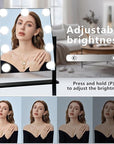 Vanity Mirror with Lights,Lighted Vanity Mirror with 9 Dimmable Bulbs for Dressing Room & Bedroom,3 Color Lighting,Modes Detachable 10x Magnification 360°Ratation (Black) 12" L x 14.4" W