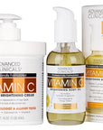 Advanced Clinicals Brightening Vitamin C Cream Moisturizer + Vitamin C Body Oil 2pc Skincare Set | Nourishing, Brightening, & Hydrating Body Oil & Body Lotion To Improve Appearance Of Dark Spots, 2pc