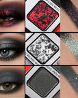 Afflano Goth Makeup Gray Black Eyeshadow Palette, Grunge Smokey Eye Eyeshadow Palette Highly Pigmented, Blendable Chrome Glitter Silver White Grey Dark Red Eye Shadow Palette, Emo SFX Halloween Makeup