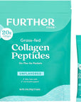 Further Food Unflavored Collagen Peptides Powder Stick Packs, Grass-Fed Pasture-Raised Hydrolyzed Type 1 & 3 Protein, Gut Health + Joint, Hair, Skin, Nails, Paleo Keto Sugar-Free 8.47 oz