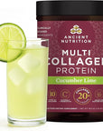 Ancient Nutrition Collagen Powder Protein, Multi Collagen Protein, Cucumber Lime, Hydrolyzed Collagen Peptides Supports Skin and Nails, Joint Supplement, 18.6oz