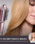Shark FlexFusion Hair Straightener & Powerful Hair Dryer with Fusion Hair Brush, Ceramic Air Styler with Auto-Wrap Hair Curlers & Concentrator, Ceramic Plates, Cosmic Blush HD641S