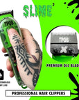 TPOB Slime 2 Barber Hair Clippers for Men 6800 RPM with Matte Green Case and X Fade Blade