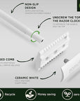 ZOMCHI Double Edge Safety Razor for Men & Women, Metal Razor with 5 Double Edge Safety Razor Blades, Single Blade Razor – White