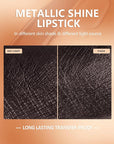 MAKI YIKA Metallic Lipstick for Women Black Lipsticks Long Lasting Glitter Lipstick No Smudge No Transfer Full-Coverage Liquid Lip Gloss (BR14 Midnight)