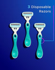 Schick Hydro Silk Sensitive Women's Disposable Razors, 3ct | 5-Blade Disposable Razors for Women Sensitive Skin | Travel Razor for Women