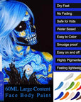 MEICOLY Cream Royal Blue Face Body Paint,2.1Oz Smudge-Proof Navy Blue Face Paint,Water Based Washable Full Body Paint for Adults and Kids,Dark Blue Halloween SFX Avatar Smurf Mystique Special Effects
