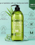 Aloe Vera Gel - for Sunburn Relief - Big 16.9 oz / 500ml - 98% Pure Aloe Vera - For Face, Skin and Hair - After Sun Care lotion - Sun Burn Moisturizer Cream (16.9 Fl oz)