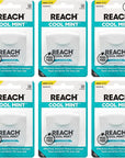 REACH Cool Mint Dental Floss, Fresh Mint, Plaque Remover for Teeth, Shred Resistant, Waxed, Easy on Gums & Teeth, Fresh Breath, Oral Care, PFAS Free, for Adults & Kids, 6 Pack, 55 yd
