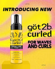 göt2b Curled Flexible Curl Foam, 6.7oz, for type 2-3 curls, wavy & curly hair, for bouncy curls, lightweight hold, no crunch formula
