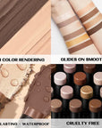 FOCALLURE 2 Pcs Mineral Cream Contour Stick,Moisturize Highlighter and Bronzer Pen,Non Stick Face Brightens & Shades Pencil,Long Lasting & Smooth Gliding Face Illuminator Makeup,Deep