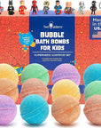 Superhero Boys Bath Bombs with Surprise Hero Toys Inside (12 Pack) - Large Bubble Bomb, Fruity Scents, Relaxing Aromas - Ideal Birthday Gift for Kids by Two Sisters