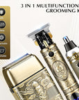 Electric Shaver Razor,T-Blade Beard Trimmer Nose Hair Trimmer Shaver Set,Cordless RechargeableBarber Clippers,Professional Hair Clippers Kit with LCD for Men
