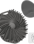 Manmihealth Silicone Handheld Manual Facial Cleansing Brush & Silicone Body Scrubber Shower Brush with Non-Slip Hand Strap Set 2 PCS, Deep Cleansing Face Body Scrubber with a Free Hook (Gray*2)