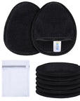 SINLAND Reusable Makeup Remover Pads For Face,Eye,Lips Microfiber Gentle Facial Cleansing Cloths for All Skin Types Friendly for Makeup Remover With Laundry Bag Black Pack of 6