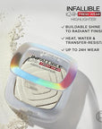 L'Oreal Paris Infallible Up to 24HR Highlighter, Longwear Powder Highlighter For All Day Glow, Icy Gold, 0.31 Oz