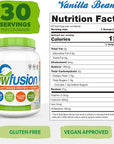 Rawfusion- Vegan Protein Powder, Vanilla Bean - 30 Servings, 21g of Plant Based Protein, Low Net Carbs, Non-Dairy, Gluten/ Lactose Free, Soy Free, Kosher, Non-GMO, 2lb Pound
